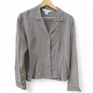 Casual Corner Brown and White Silk blouse